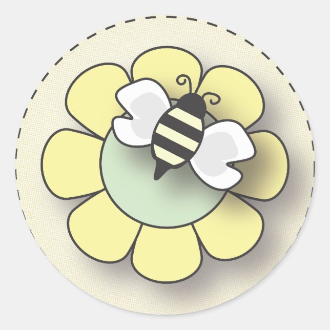 Happy Baby Bee in Gelb Runder Aufkleber (Vorderseite)