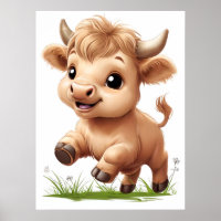 Happy Baby Highland Cow Kinderzimmer Art