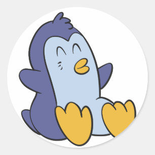 Happy Baby Pinguin   Hintergrundfarbe auswählen Runder Aufkleber
