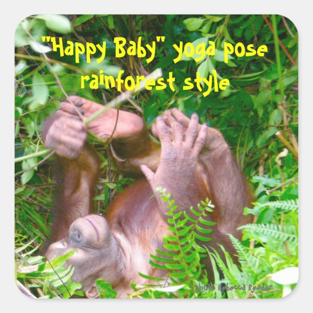 Happy Baby Rainforest Yoga Quadratischer Aufkleber (Vorderseite)