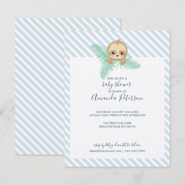 Happy Baby Sloth Baby shower Invitation (Devant / Derrière)