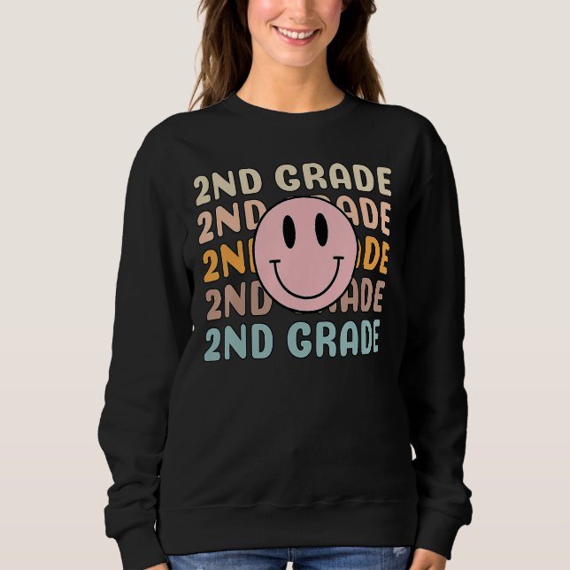 Happy Back To School 2nd Grade Team Smiler Teacher Sweatshirt (Vorderseite)