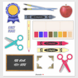 Happy Back to School Days Crayons Paint Aufkleber