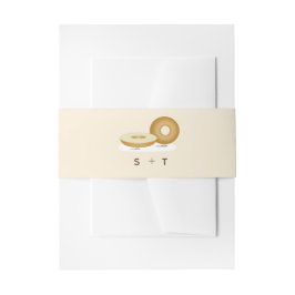 Happy Bagel Illustration Wedding White Brown Cream Einladungsbanderole