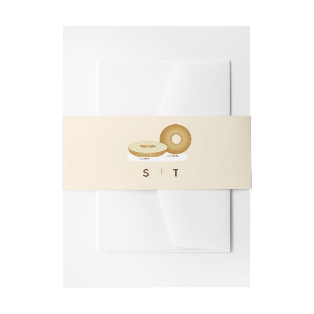 Happy Bagel Illustration Wedding White Brown Cream Einladungsbanderole (Vorderseite Beispiel)