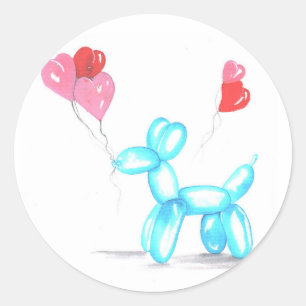 Happy Ballooon Dog Runder Aufkleber