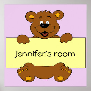 Happy Bär mit anpassbaren Banner Cartoon Kinder Poster