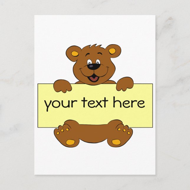 Happy Bär mit anpassbaren Banner Cartoon Kinder Postkarte (Vorderseite)