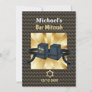 Happy Bar Mitzvah 20XX Gold Decorative Einladung