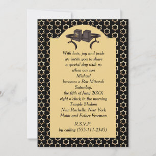 Happy Bar Mitzvah 20XX Gold Dekorative Einladung
