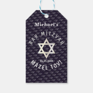 Happy Bar Mitzvah 20XX navy blaue Stilmuster Geschenkanhänger