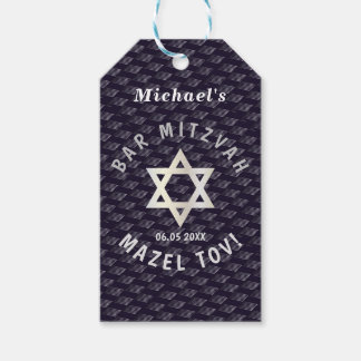 Happy Bar Mitzvah 20XX navy blaue Stilmuster Geschenkanhänger