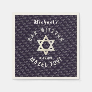 Happy Bar Mitzvah 20XX navy blaue Stilmuster Serviette