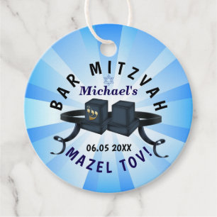 Happy Bar Mitzvah 20XX Party Blue Personalize Geschenkanhänger
