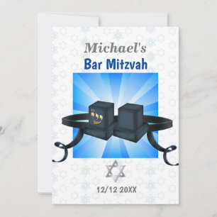 Happy Bar Mitzvah 20XX Tefillin Blue Einladung