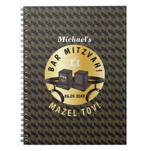 Happy Bar Mitzvah 20XX Tefillin Gold Decorative Notizblock