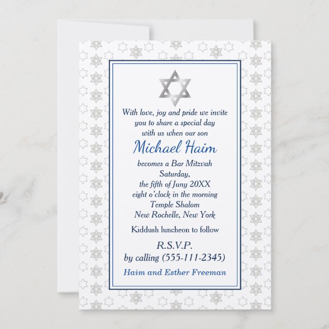 Happy Bar Mitzvah 20XX Tefillin Stilvoll Einladung (Vorderseite)
