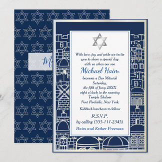 Happy Bar Mitzvah 20XX Tefillin Stylish Einladung