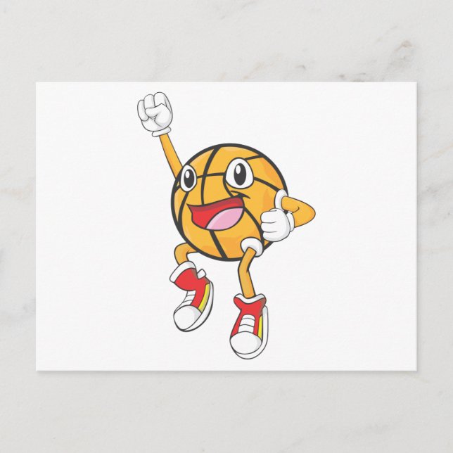 Happy Basketball Player Jumping Postkarte (Vorderseite)