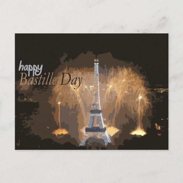 Happy Bastille Day France v2 Postkarte (Vorderseite)