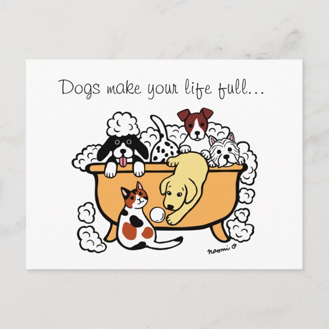 Happy Bath Time Yellow Labrador Cartoon Postkarte (Vorderseite)