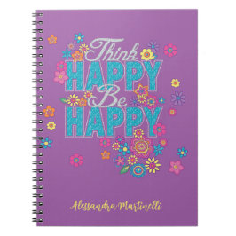 Happy Be Happy Girls' positive Worte Lila Notizblock