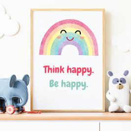 Happy Be Happy, positive Mindset Kids Print Poster