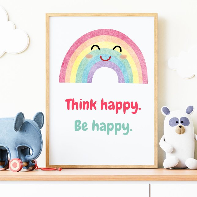 Happy Be Happy, positive Mindset Kids Print Poster (Von Creator hochgeladen)
