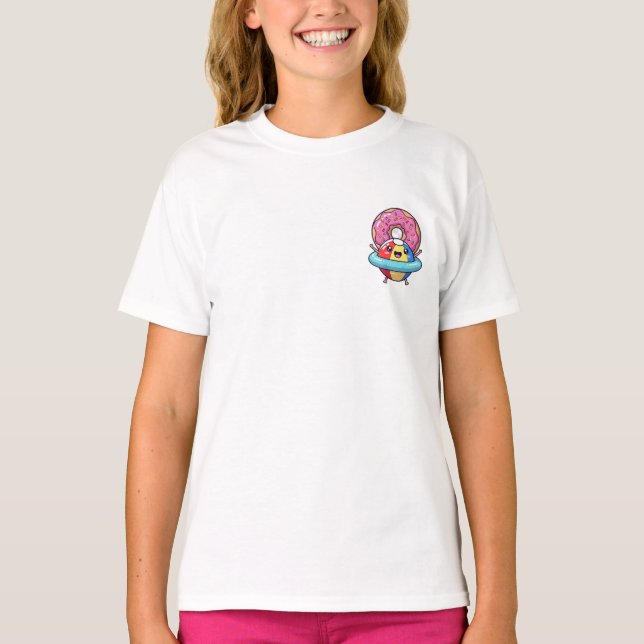 Happy Beach Ball Character in Pool Float with Pink T-Shirt (Vorderseite)