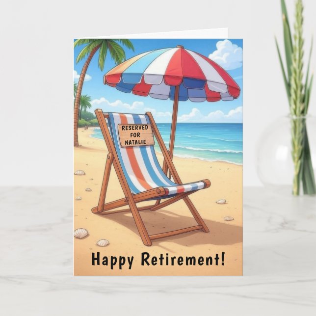 Happy Beach Retirement Personalisiert Card Karte (Vorderseite)