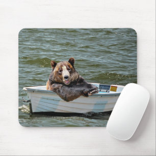 Happy Bear in Dinghy Mousepad