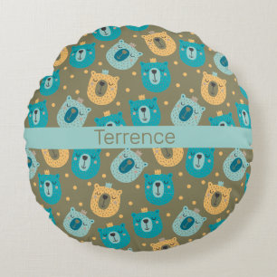 Happy Bear Kings Personalisiert Baby Rundes Kissen