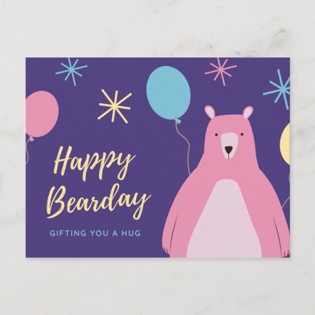 Happy Bearday - Funny Postkarte (Vorderseite)