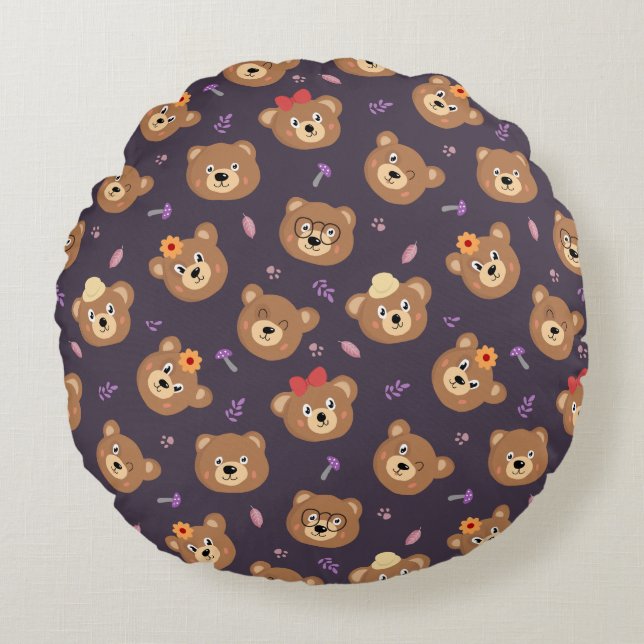 Happy Bears Rundes Kissen (Vorderseite)