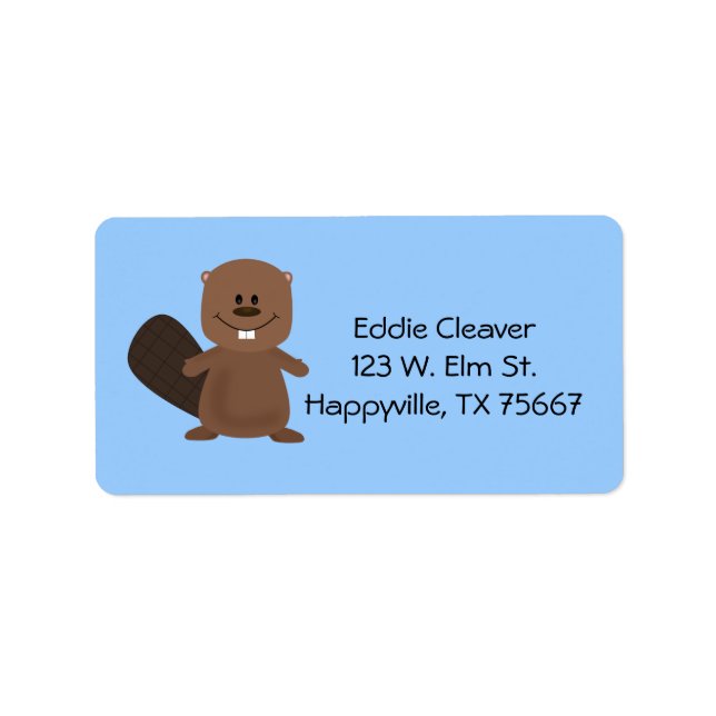 Happy Beaver Address Label Adressaufkleber (Vorne)