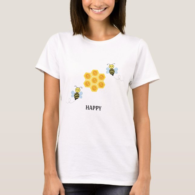 Happy Bee and Honeycomb T - Shirt (Vorderseite)