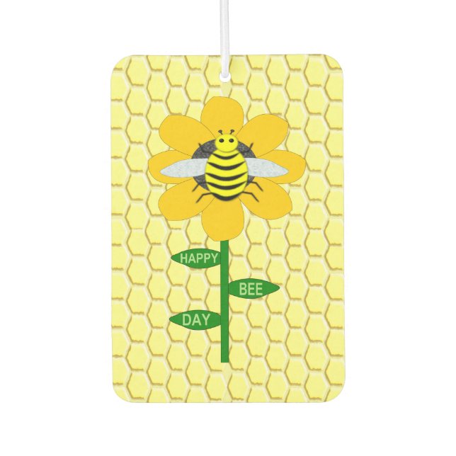 Happy Bee Day Birthday Bumblebee Autolufterfrischer (Vorderseite)