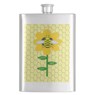 Happy Bee Day Birthday Bumblebee Flachmann