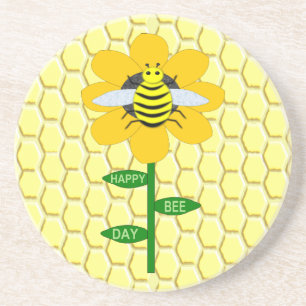 Happy Bee Day Birthday Bumblebee Getränkeuntersetzer