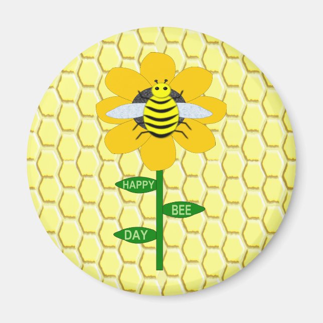 Happy Bee Day Birthday Bumblebee Magnet (Vorne)