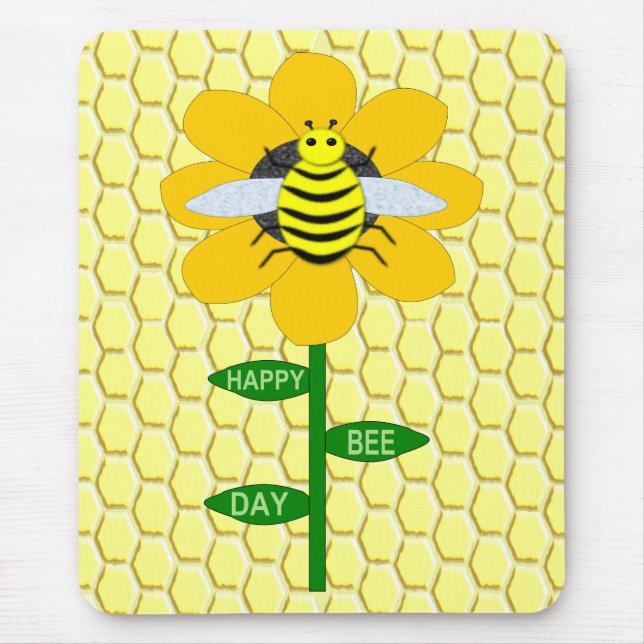 Happy Bee Day Birthday Bumblebee Mousepad (Vorne)
