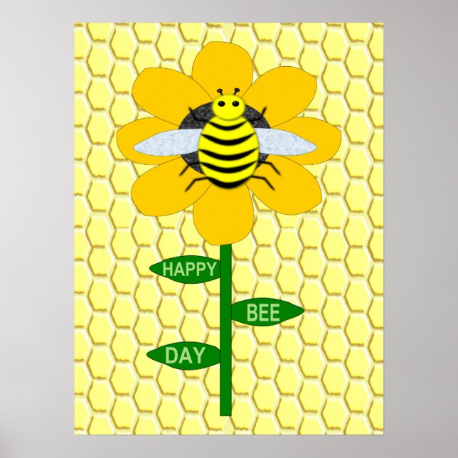 Happy Bee Day Birthday Bumblebee Poster (Vorne)