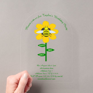 Happy Bee Day Birthday Hummel Custom Acryleinladungen