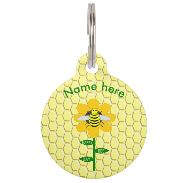 Happy Bee Day Birthday Hummel Custom Haustiermarke (Vorderseite)