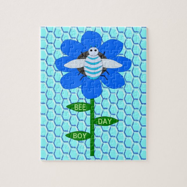 Happy Bee Day Boy Blue Birthday Bumblebee (Vertikal)