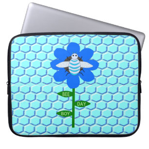 Happy Bee Day Boy Blue Birthday Bumblebee Laptopschutzhülle