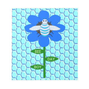 Happy Bee Day Boy Blue Birthday Bumblebee Notizblock
