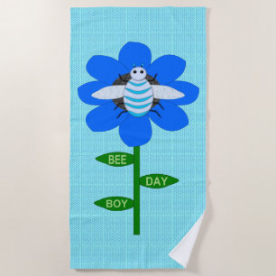 Happy Bee Day Boy Blue Birthday Bumblebee Strandtuch