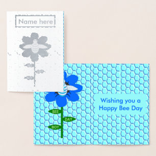 Happy Bee Day Boy Blue Geburtstag Hummel Custom Folienkarte