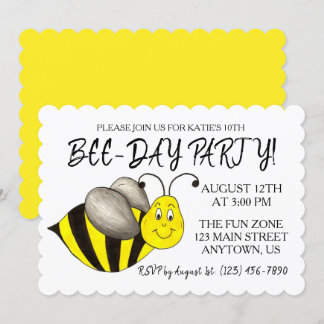 Happy Bee Day Bumblebee Yellow Bumble Bee Birthday Einladung